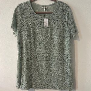 Maurices Teal Lace Short Sleeve Top NWT